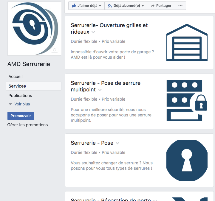 Nos services directement sur notre page Facebook